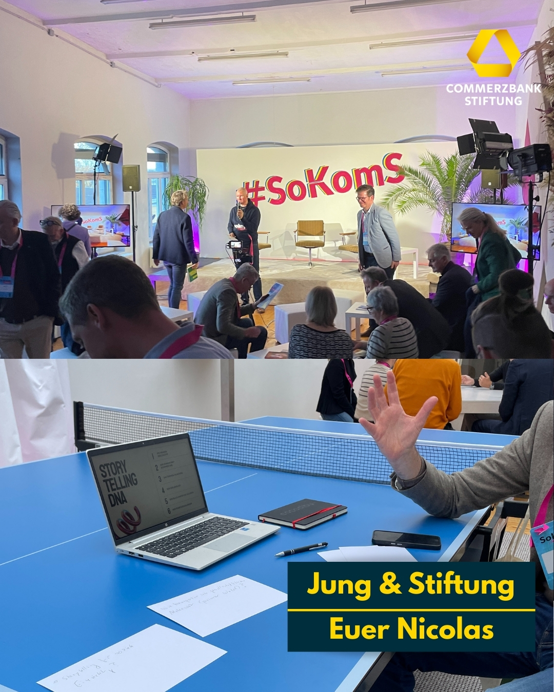 #JungundStiftung: Commerzbank-Stiftung goes SoKomS!🌟<br />
<br />
Vor Kurzem durfte ich als Praktikant die Commerzbank-Stiftung auf der SoKomS in Leipzig vertreten. Einer Veranstaltung, welche sich der Kommunikation von Stiftungen widmet.<br />
<br />
Auf der sogenannten „WorkStreet“ bin ich in spannende Workshops eingetaucht, habe tolle Menschen kennengelernt und einen vertieften Blick in die Vielfalt unserer Stiftungslandschaft erhalten.<br />
<br />
Gerade als Praktikant war es beeindruckend zu sehen, wie unterschiedlich Stiftungen in Deutschland im Bereich KI und Social Media aufgestellt sind, und gleichzeitig, wie groß der Impact ist, den wir gemeinsam haben.💛<br />
<br />
Diese Veranstaltung hat mir nochmal gezeigt: Stiftungen wirken oft im Hintergrund, aber ihre Bedeutung in unserer Gesellschaft wird viel zu häufig unterschätzt.<br />
<br />
Umso wichtiger, dass wir lernen, unsere Arbeit sichtbar zu machen! Ich freue mich daher riesig, möglichst viel von diesen Eindrücken künftig in unsere Kommunikationsarbeit einzubringen.🚀<br />
<br />
Viele Grüße, euer Nicolas✌️<br />
<br />
#SoKomS #CommerzbankStiftung #Stiftungen #Stiftungsarbeit #Stiftungswelt #WorkStreet #Leipzig #KI #AI